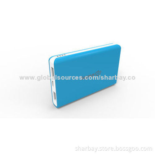 6,000mAh Emergency mobile phone chargers, with Dual USB Ports & Li-polymer Battery, RoHS/FCC/CENew